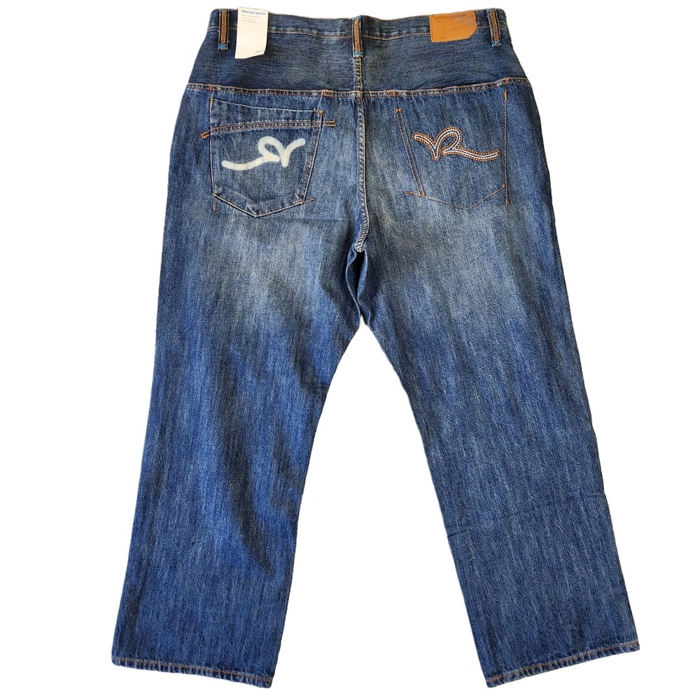 Rocawear Jeans Men 42 Patchwork Denim Y2k Embroidered Wide Leg Baggy Grunge Punk - Picture 4 of 10